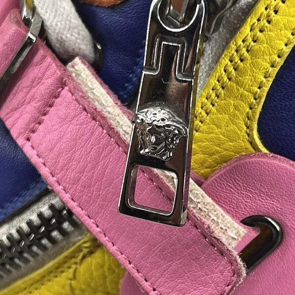 Versace Spring 2015 Sneakers Men’s 10 US, 43 EU‎ Yellow Pink Leather Zip Strap